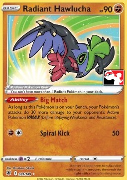 Radiant Hawlucha Play! Pokémon Prize Pack Series Three #081