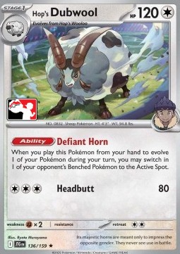 Hop's Dubwool Play! Pokémon Prize Pack Series Seven #136