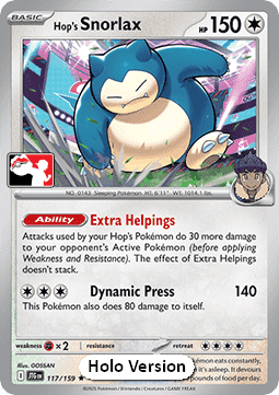Hop's Snorlax Play! Pokémon Prize Pack Series Eight #117